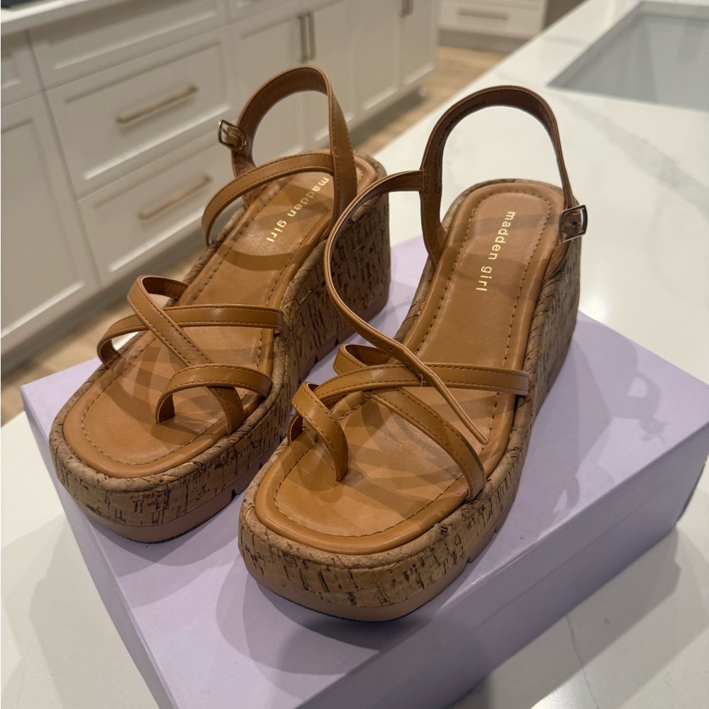 Madden Girl Brown Strappy Platform Sandals